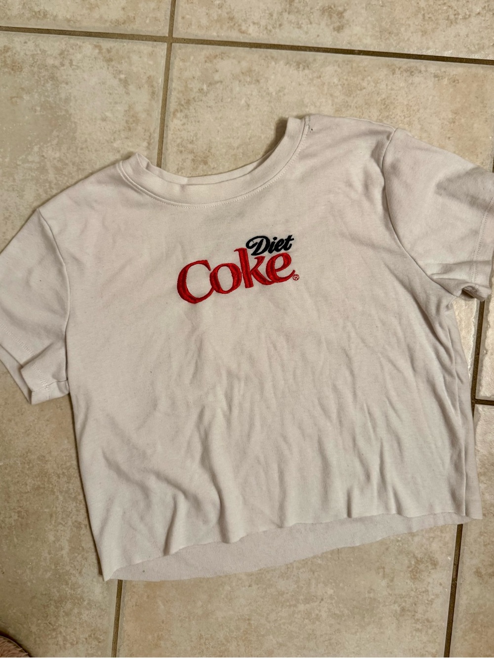 Diet Coke Embroidered Baby Tee M Coca Cola Y2K Cropped T-Shirt